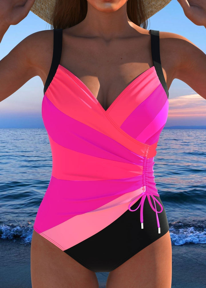 Elegante bañador envolvente con vibrante estampado