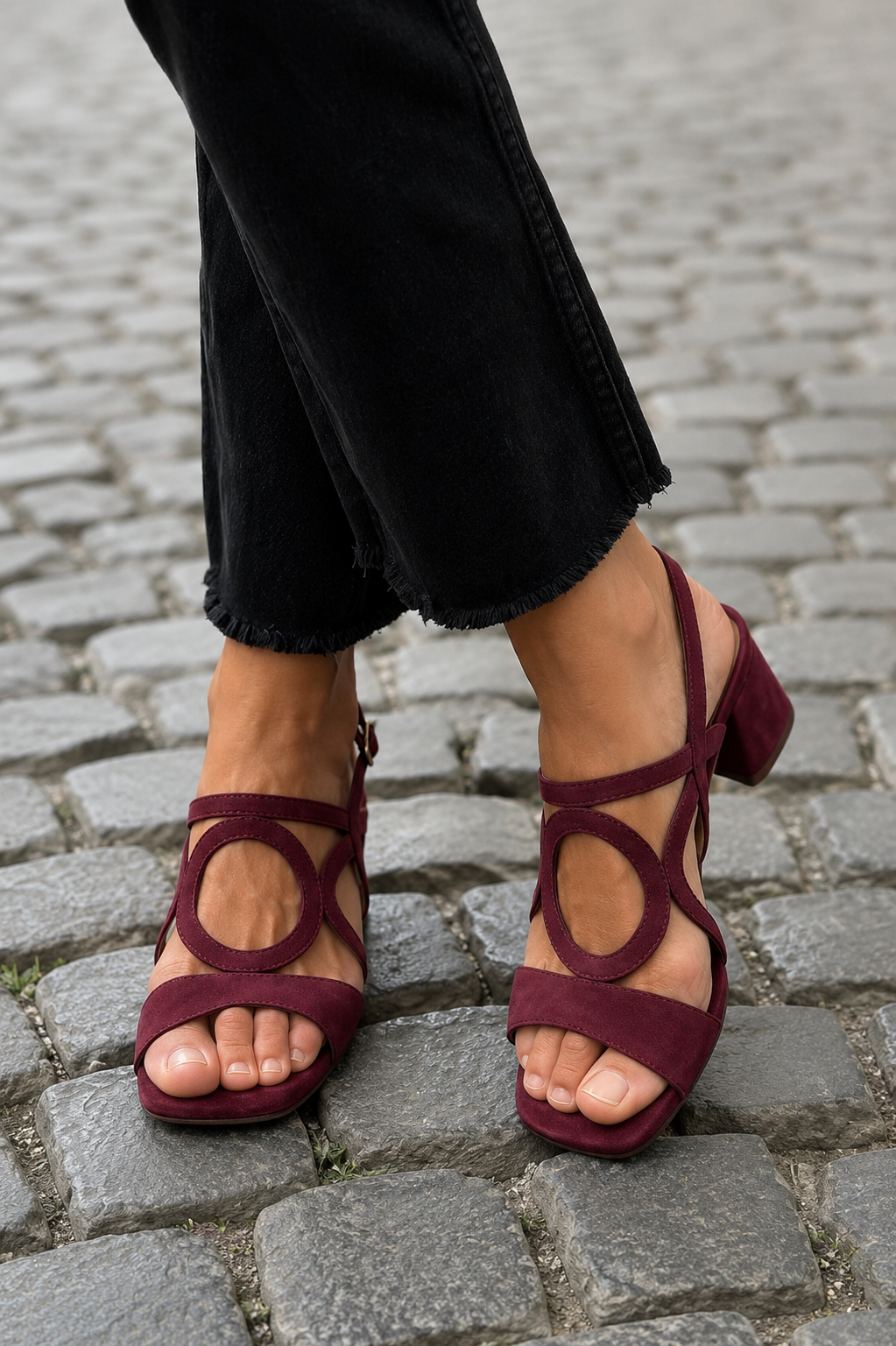 Sandalias con punta cuadrada y corte redondo
